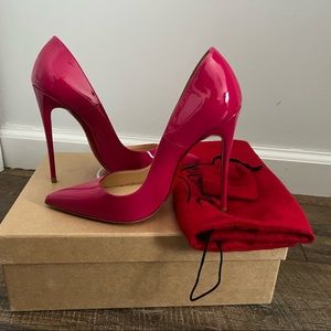 Christian louboutin hot pink patent leather pumps